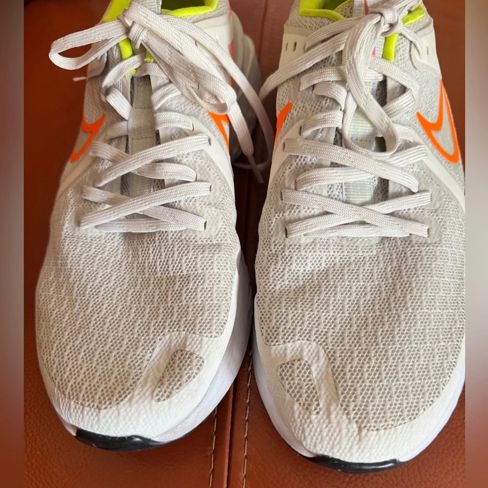 Nike White and Neon Orange Sneakers